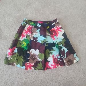 Trina Turk Multicolor Floral Circle Skirt with Pink & Aqua Accents